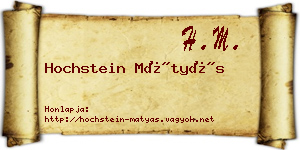 Hochstein Mátyás névjegykártya